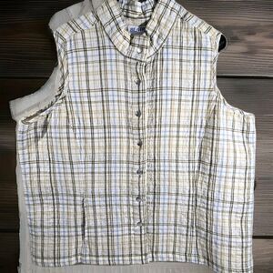 Blair Boutique Plaid Vest Womens 2XL button up pockets